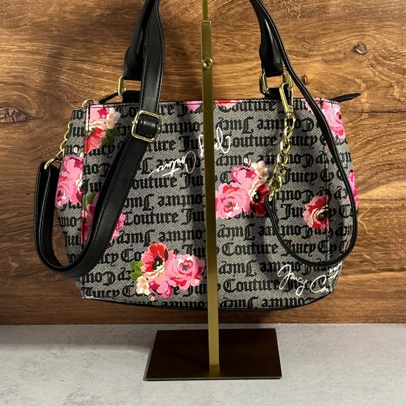 Juicy Couture | Word On The Street Rose Logo Print Satchel Bag Y2K - Picture 3 of 16